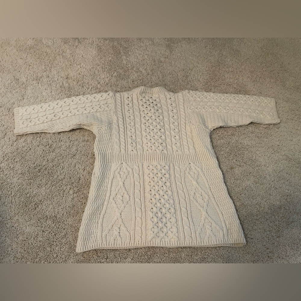 Kilronan Knitwear Women’s S Cream Ivory Wool Cardigan Sweater 3/4 Sleeves Irish - Picture 6 of 6